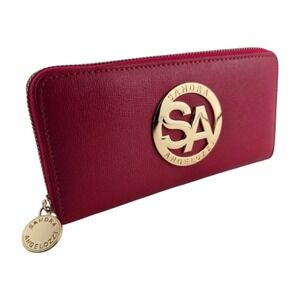 Sandra Angelozi Women's Hot Pink Textured Leather Continental Zip Around Wallet